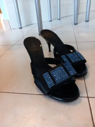 Sandali donna tacco alto con fiocco strass 40