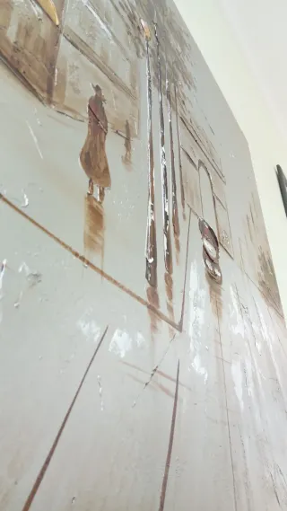 Cuadro Óleo 100x100cm Paisaje Urbano