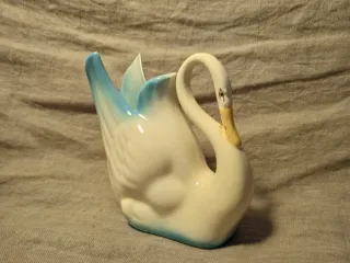 Cisne florero de porcelana vintage