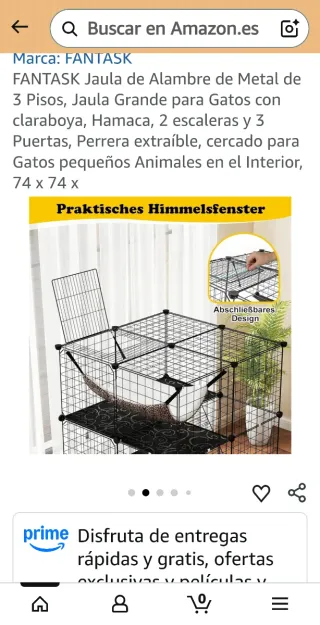 Jaula metálica para gatos