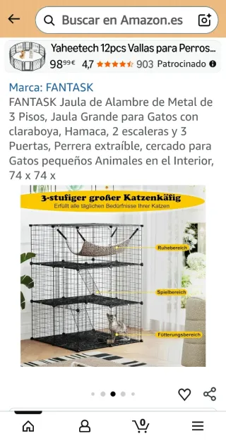 Jaula metálica para gatos