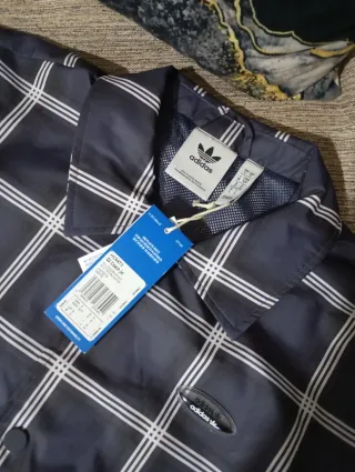 Chaqueta Adidas Cuadros Gris y Blanca Nueva