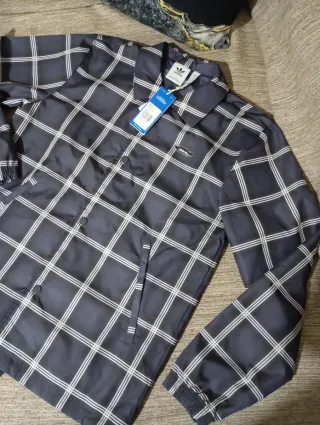 Chaqueta Adidas Cuadros Gris y Blanca Nueva