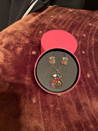 Conjunto Tous Oso Corazones Multicolor Dorado