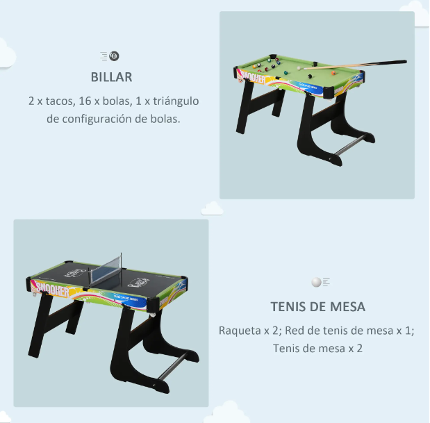 Mesa Multijuegos 4 en 1 Plegable