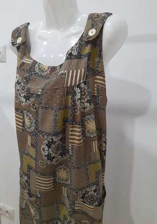 Vestido marrón tirantes estampado