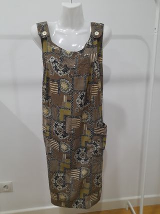 Vestido marrón tirantes estampado