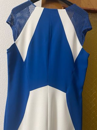 Vestido azul y blanco con cremallera