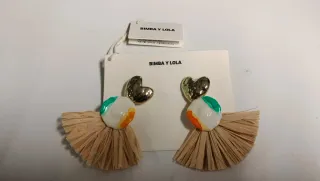 Pendientes Bimba y Lola flor cerámica y rafia