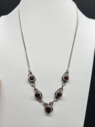 Collana Argento 925 con Granati Rossi