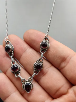 Collana Argento 925 con Granati Rossi