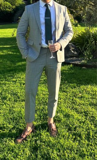 Traje Zara cuadros gris 2 piezas