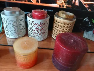 Portavelas, Palmatorias, candelabros, velas,etc