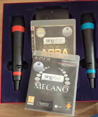 Micrófonos Singstar PS3 + Juegos ABBA y Mecano
