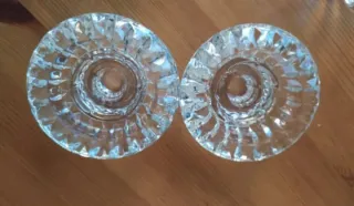 Cenicero grande y 4 portavelas de vidrio