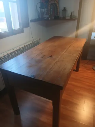 Mesa rústica madera maciza con almacenaje