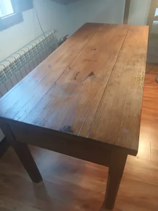 Mesa rústica madera maciza con almacenaje