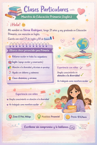 Clases particulares Primaria / 1o-2o E.S.O