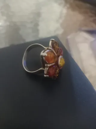 Anello Argento Ambra Vintage Donna