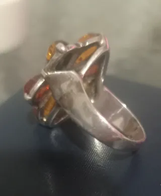 Anello Argento Ambra Vintage Donna