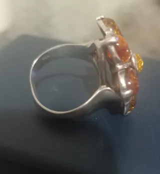 Anello Argento Ambra Vintage Donna