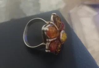 Anello Argento Ambra Vintage Donna