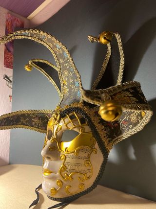 Máscara Veneciana Joker Campana Dorada