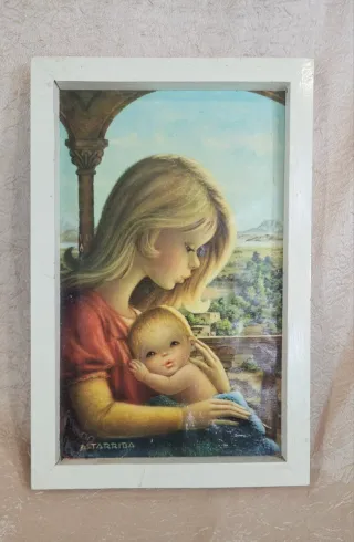 Lámina vintage Madre e hijo enmarcada Altarriba
