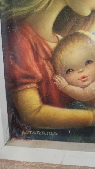 Lámina vintage Madre e hijo enmarcada Altarriba