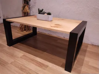 Mesa de centro industrial madera y metal