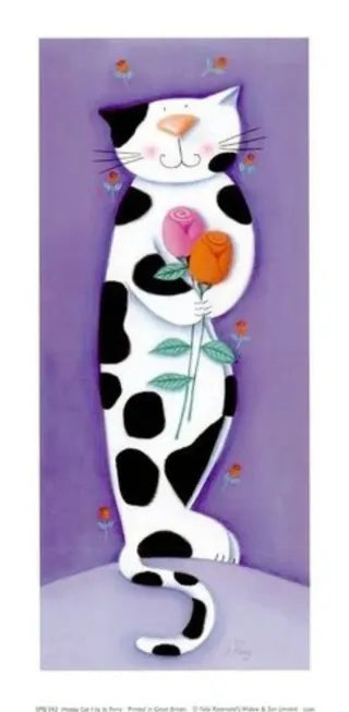 Cuadro gato con flores