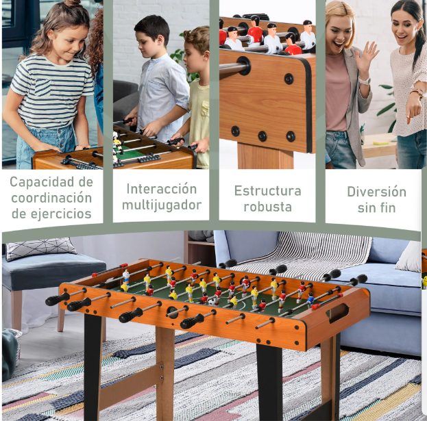 Futbolín HOMCOM Madera Niños Mesa Juego
