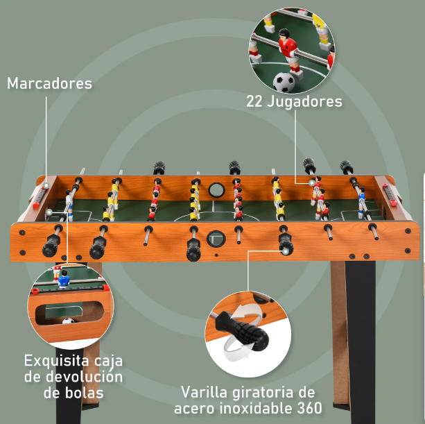 Futbolín HOMCOM Madera Niños Mesa Juego