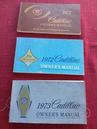 3 x Owner's Manual Handbook Cadillac 1972 73 75