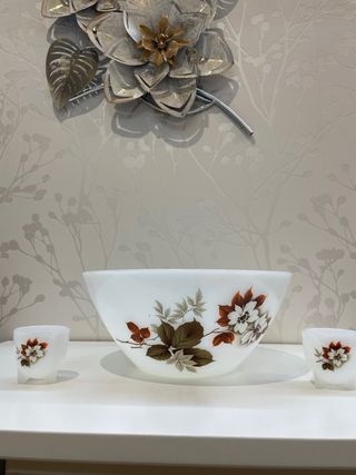 Ensaladera y 2 hueveras Arcopal vintage