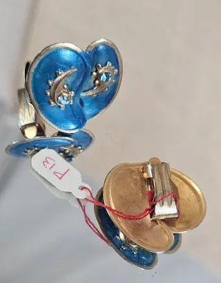 Pendientes Vintage Esmalte Azul y Dorado