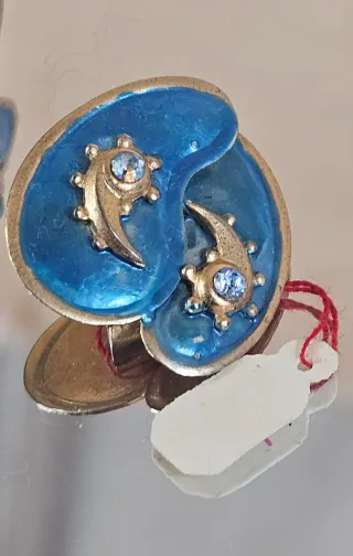 Pendientes Vintage Esmalte Azul y Dorado