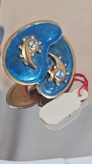 Pendientes Vintage Esmalte Azul y Dorado