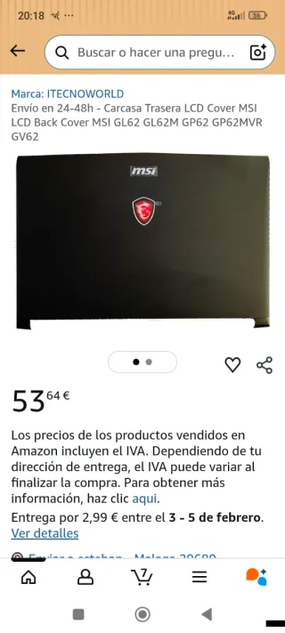 Carcasa pc portatil MSI GAMING Laptop Case