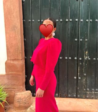 Vestido dos piezas rosa fucsia