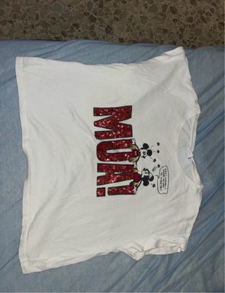 T-shirt donna con paillettes rosse