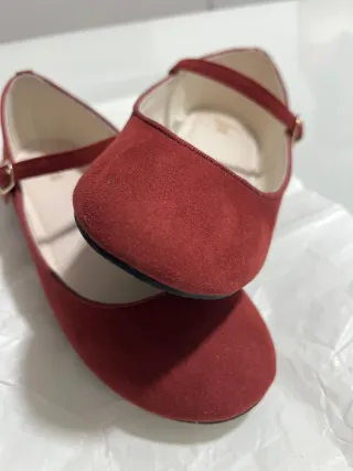 Bailarinas merceditas terciopelo rojas