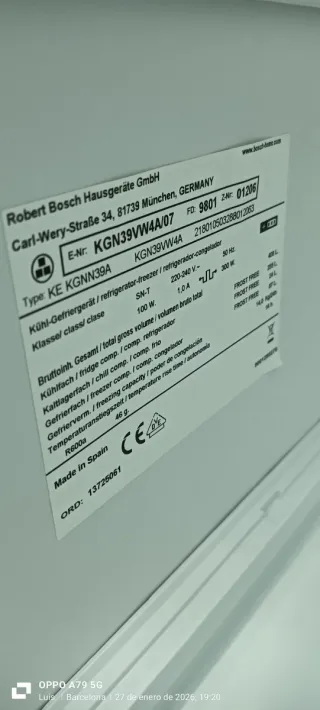 NEVERA COMBI BOSCH NO FROST ENERGÍA A+++