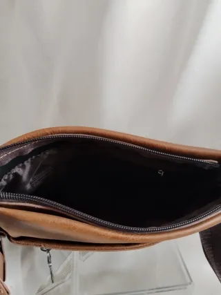 Bandolera marrón con detalles multicolor unisex