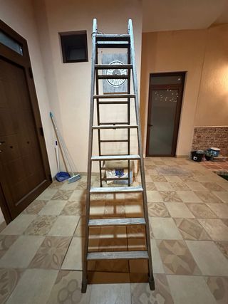 Escalera Tijera Madera Banco