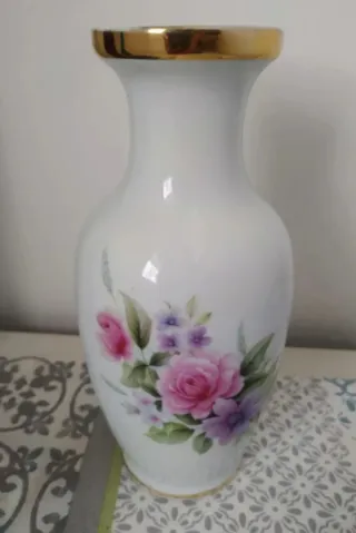 Jarrón Jando Porcelana 25cm Flores Rosas