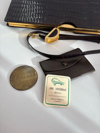 Pochette Coccodrillo Marrone Oro