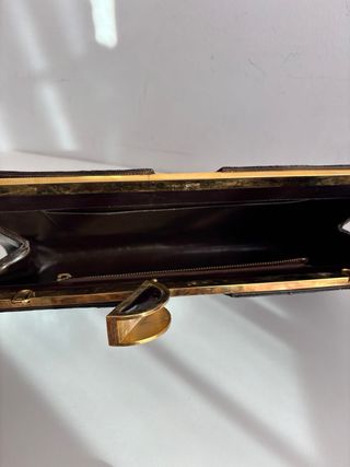 Pochette Coccodrillo Marrone Oro