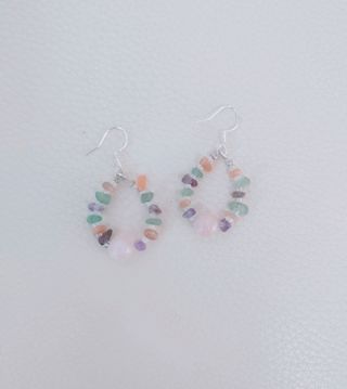 Pendientes Plata Cuarzo Rosa y Amatista