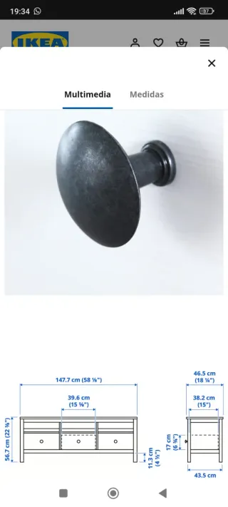 Mueble TV madera natural y blanco 148x47cm